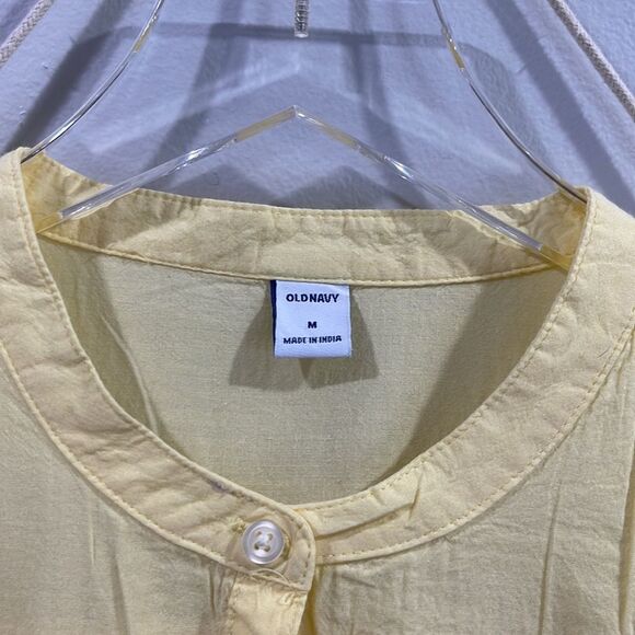 OLD NAVY Spring Yellow Cap tie sleeve button down blouse SZ Medium - Picture 4 of 9